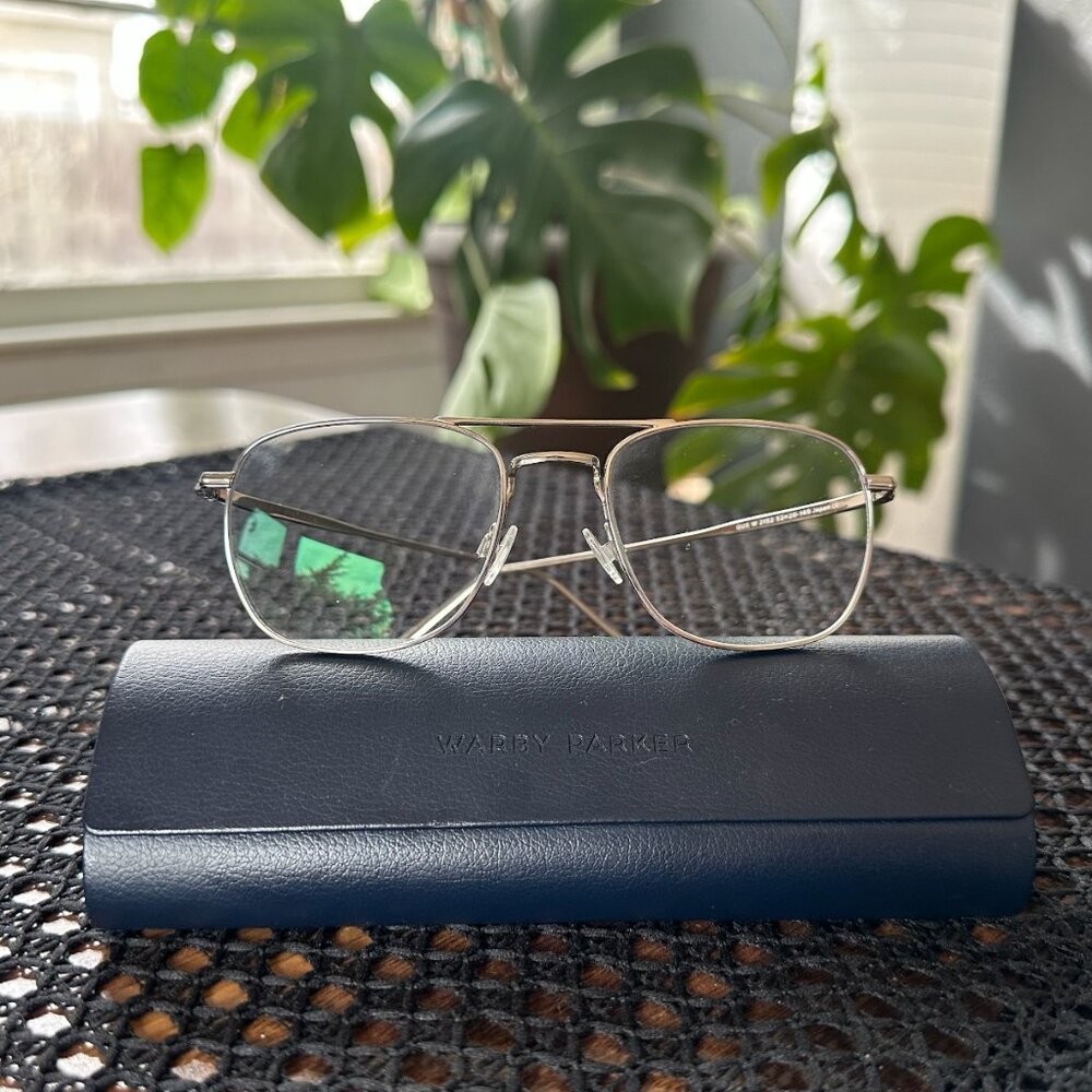 Warby Parker Silver Metal Aviator-Style Glasses